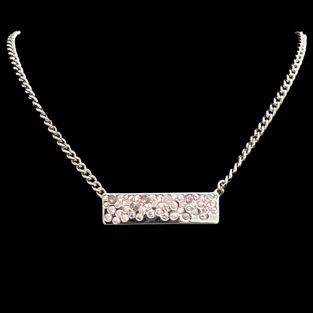 Bomb Party Silver Drop Bar Necklace